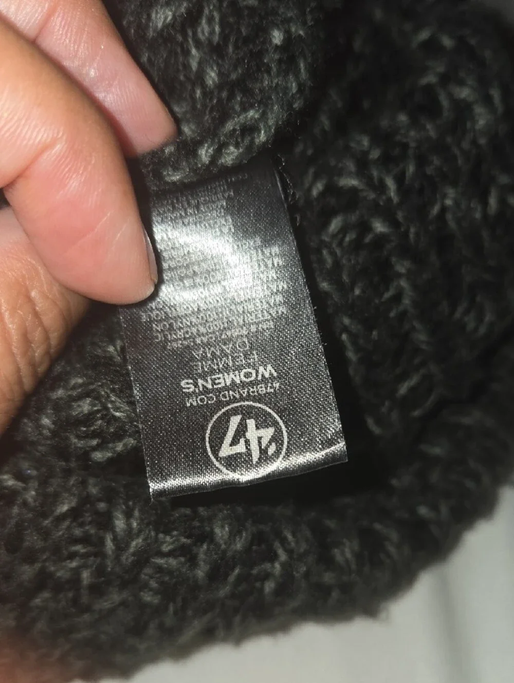47 Women's Black Knit Beanie with Logo Tag